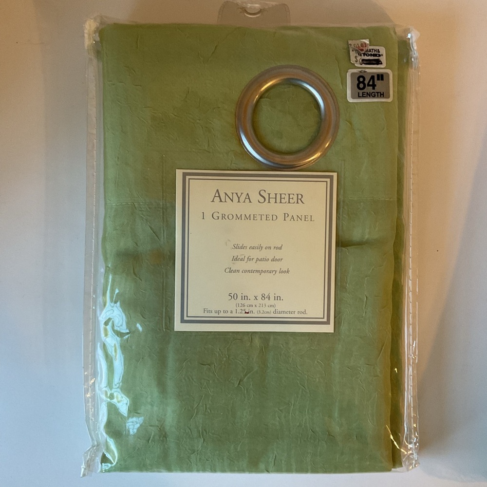 Set of 2 Anya Sheer Grommeted Curtain Panels Light Green 50” x 84” NWT - Picture 2 of 11